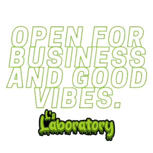 OPEN FOR BUSINESS AND GOOD VIBES STICKER  🧪